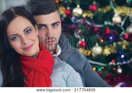 The beautiful couple at Christmas night they enjoy together