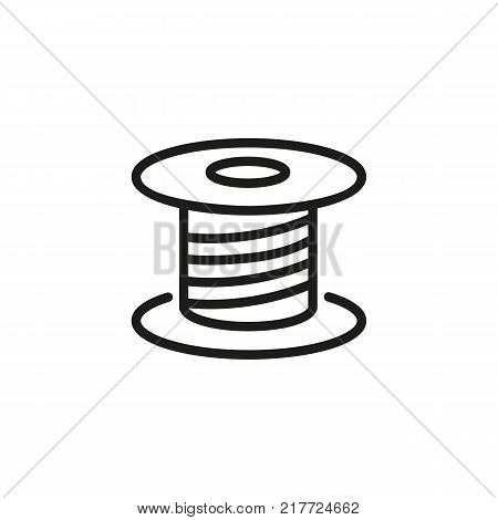 Line icon of spool. Sewing, thread, cable. Needlework concept. Can be used for topics like hobby, tailoring, electricity