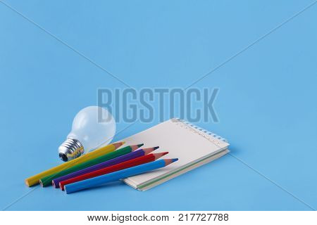 Creative idea for artist clolour pencils and light bulb