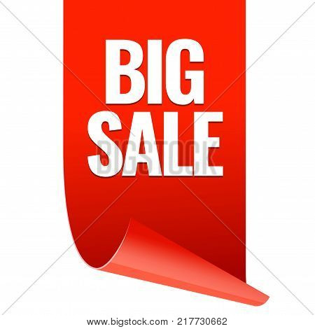 Sale banner. Realistic Red Glossy paper ribbon. Vector illustration