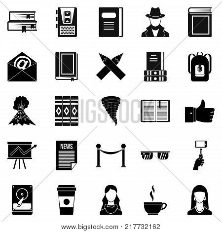 Writer icons set. Simple set of 25 writer vector icons for web isolated on white background