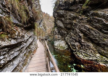Soteska Vintgar, The Vintgar Gorge Or Bled Gorge In Slovenia.