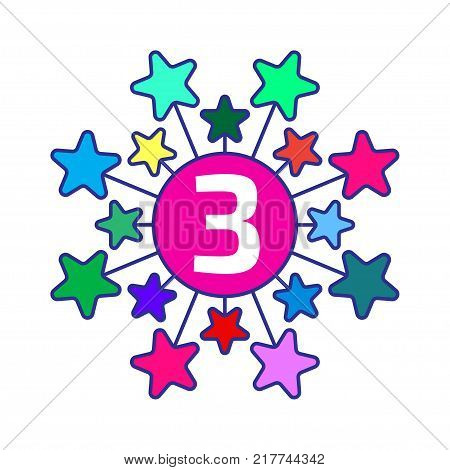 Frame with stars firework isolated on white background. Element for birthday, holiday, anniversary. Stock vector