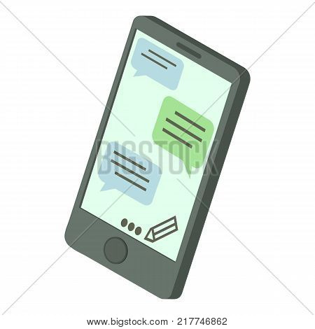 Chat message phone icon. Isometric illustration of chat message phone vector icon for web