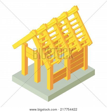 Building construction wood icon. Isometric illustration of building construction wood vector icon for web