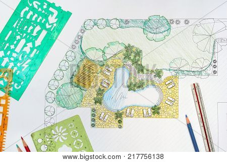 Landscape architect design backyard plan for villa