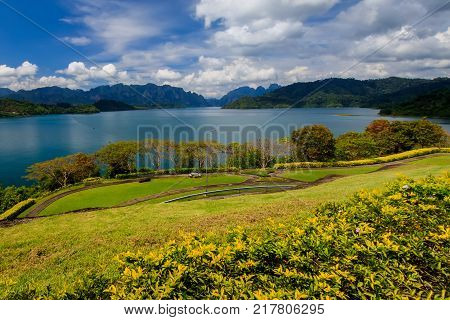 Observation Site Of Lake Cheo Lan, Thailand.