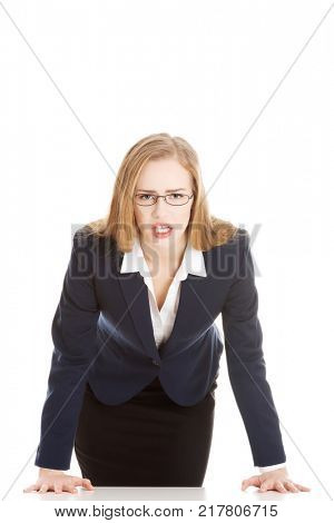 Angry and furious business woman.