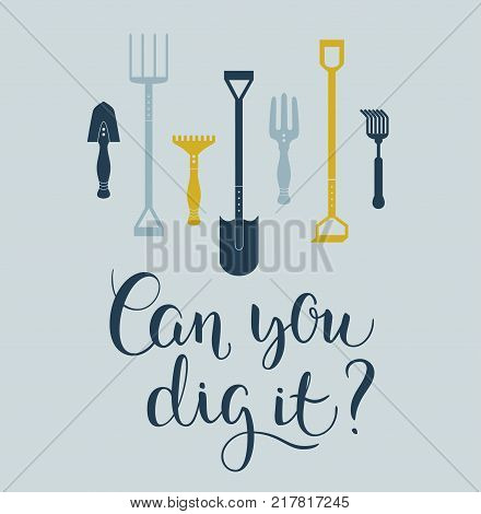 Vector set of gardening tools. Agriculture equipmen for design. Silhouettes of garden items and plants