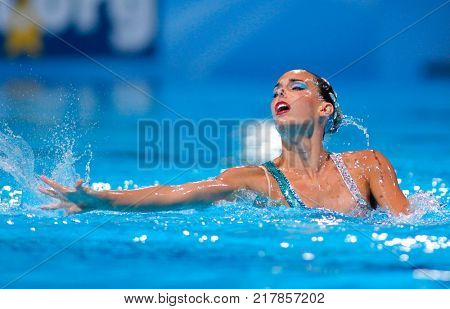 BARCELONA, SPAIN - JULY, 24: Ona Carbonell of Spain during a Solo Synchronised Swimming event of World Championship BCN2013 on July 24, 2013 in Barcelona Spain