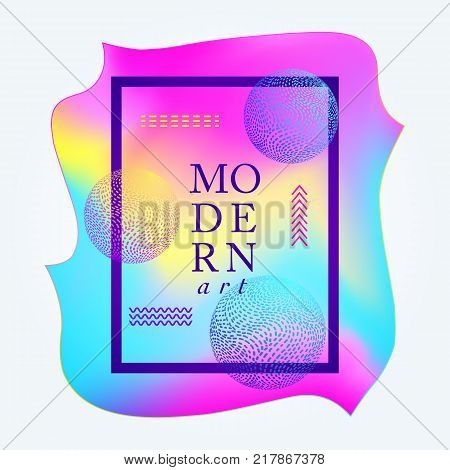 Modern colorful poster with striped balls.Vector illustration.