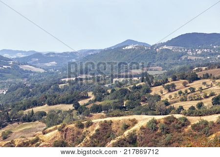 San Marino, San Marino - 10 August 2017: Panoramic View Of The Local Surroundings.