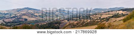 San Marino, San Marino - 10 August 2017: Panoramic View Of The Local Surroundings.