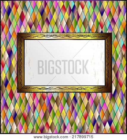 many colored romb background and abstract stylized empty frame