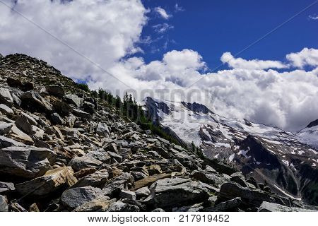 Rocky Mountains. Beautiful high mountains Glaciers in Beautiful Rocky Mountains in Canada
