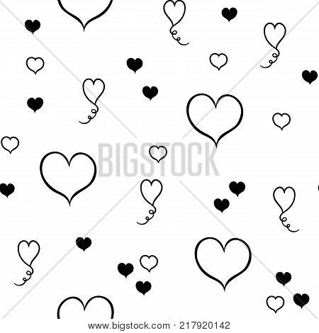 Different charming hearts seamless pattern. Hand drawn romantic ornament for wrapping paper. Decorative pattern for banners on weddings and wall-papers for girls. Vector illustration eps 10