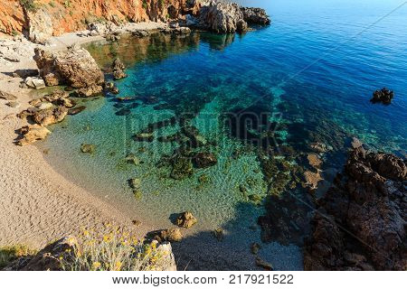 Evening Alcamo Town And Sea Bay, Sicily, Italy