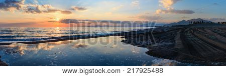 Evening Alcamo Town And Sea Bay, Sicily, Italy