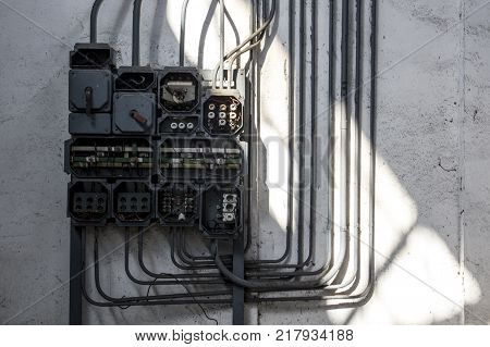Old broken switches in an abandoned factory