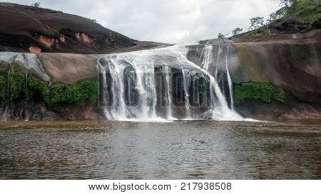 Tham Phra Waterfall . Bueng Kan Province in Thailand