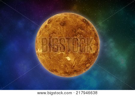 Planet Venus in the solar system. Elements of this image are furnished by NASA