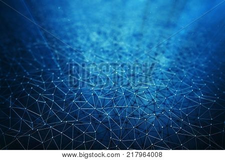 3D illustration Abstract bacgkround connection dots and lines of technology. Connection structure. Science background. Futuristic polygonal background
