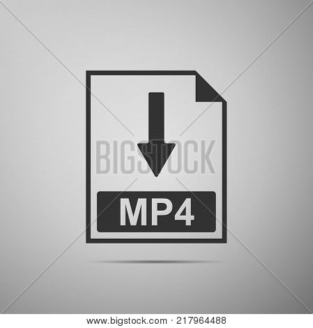 MP4 file document icon. Download MP4 button icon isolated on grey background. Flat design. Vector Illustration