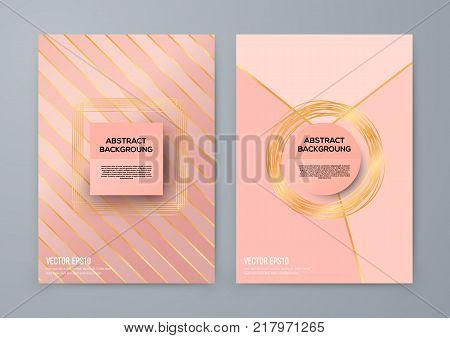 Brochure template with rose goldbackground. cover backdrop for banner or poster design