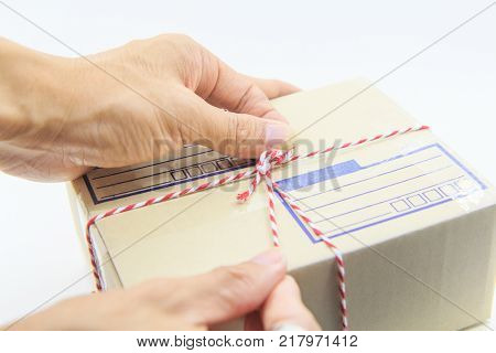 tied the post box by hand  for transpoprt