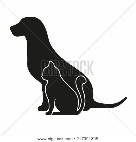 silhouette of dog and cat on white background