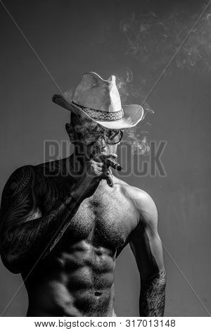 Colombian Cartel. Muscular Latin Lover. Portrait Of Brutal Handsome Latin Man. Stylish Man Looking A