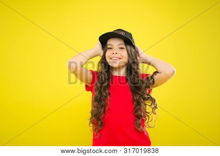 Summer Sun Protection Cap. Girl Long Curly Hair Wear Cap. Must Have Street Style Accessory Trends. M