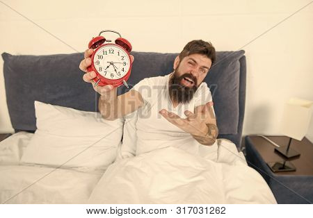 Problem With Early Morning Awakening. Get Up With Alarm Clock. Overslept Again. Tips For Waking Up E