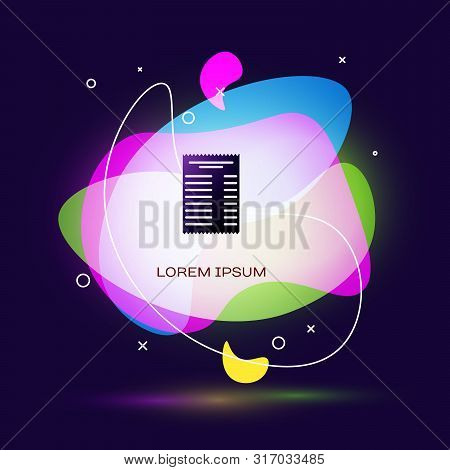 Black Paper Check And Financial Check Icon Isolated On Dark Blue Background. Paper Print Check, Shop