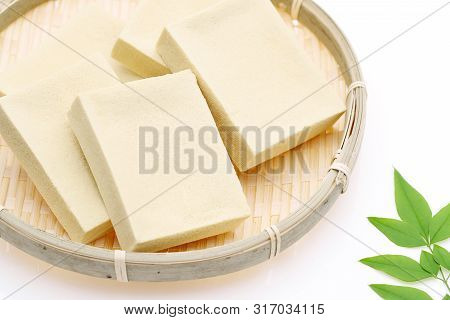 Close Up Of Japanese Food, Kouya Tofu On White Background