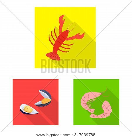 Vector Design Of Product And Ocean Symbol. Set Of Product And Restaurant Vector Icon For Stock.