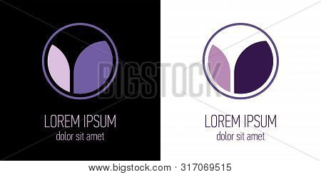Lilac And Violet Petals In Circle. Sign Of Company. Brand. Set Cosmetology, Health, Growth Training.