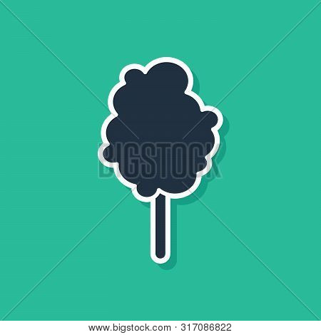 Blue Cotton Candy Icon Isolated On Green Background. Vector Illustration