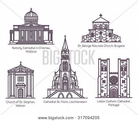 European Church And Cathedral Buildings, Line Set