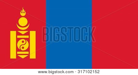 Vector Flag Of Mongolia. Eps 10 Vector Illustration. Ulaanbaatar