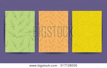 Set Of Vertical Banners With Tropical Leaves.