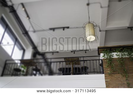 Vintage Hanging Lamps Decorated On Room Ceiling, Stock Photo