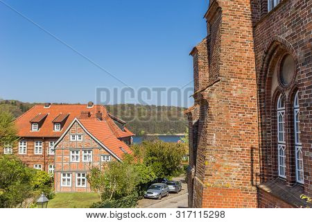 Dom Church And A Half Timbered House In Ratzeburg, Germany