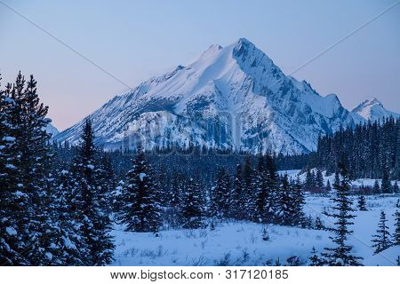 Sunset On Mount Nestor In Spray Valley Provincial Park In Kananaskis, Alberta, Canada