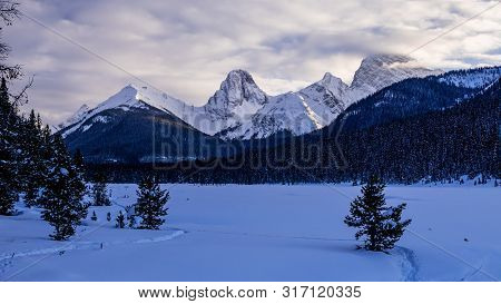 Sunset In The Mountains Of Spray Valley Provincial Park In Kananaskis, Alberta, Canada