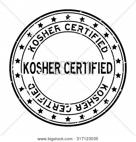 Grunge Black Kosher Certified Word Squre Rubber Seal Stamp On White Background