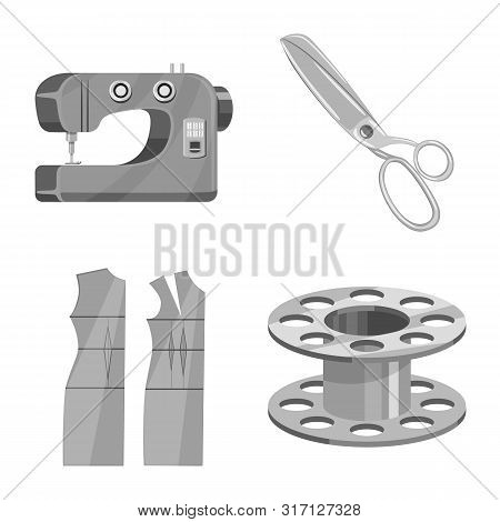 Vector Design Of Dressmaking And Textile Icon. Set Of Dressmaking And Handcraft Vector Icon For Stoc