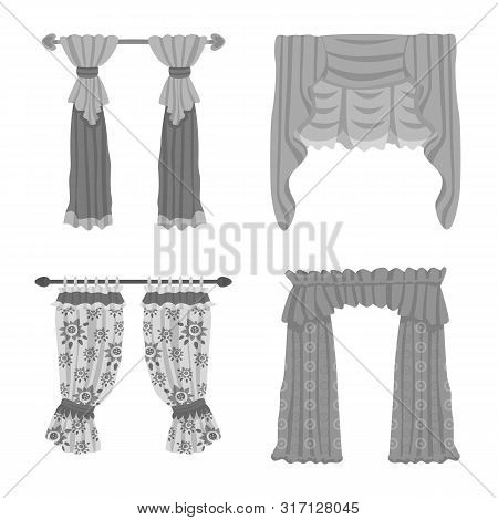 Vector Design Of Interior And Cornice Symbol. Set Of Interior And Drapes Stock Vector Illustration.