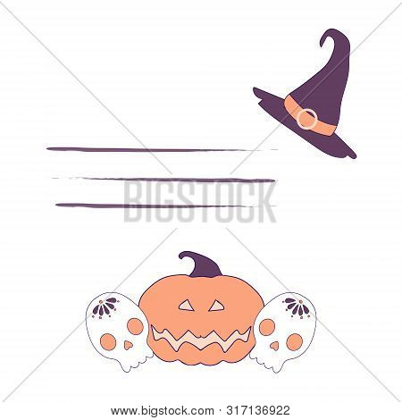 Happy Halloween Greeting Card. Hand Drawn Illustration. Dia De Los Muertos