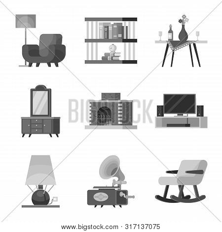 Vector Illustration Of Room And Style Logo. Collection Of Room And Equipment Vector Icon For Stock.